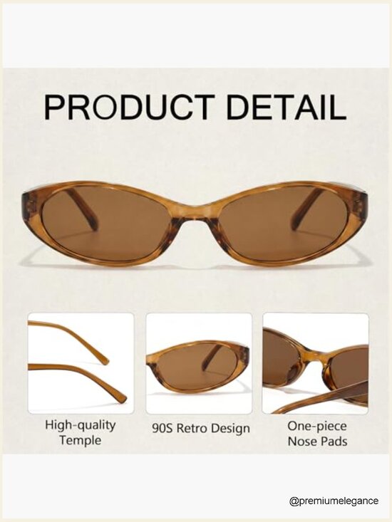 Retro Oval Sunglasses for Women - UV400 Small Chic 90s Style Shades Lightweight main image 2